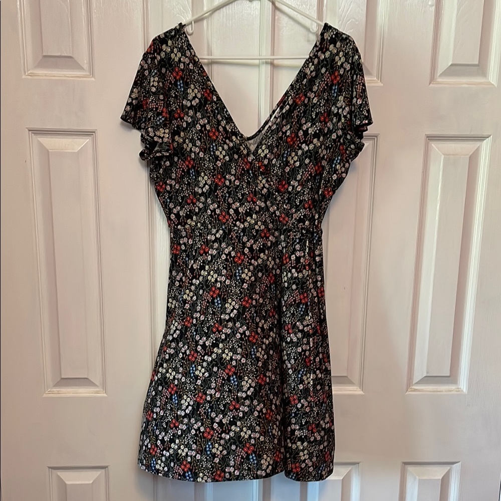 Kaileigh Red and Black Flutter Sleeve Sundress
